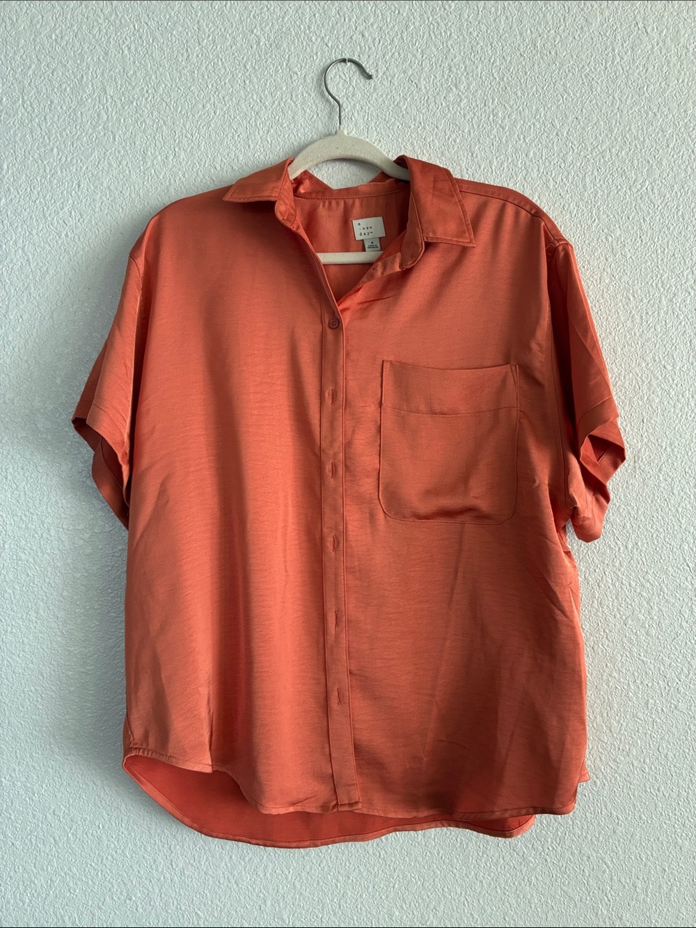 a new day Short-Sleeve Button-Up Blouse in Burnt Orange